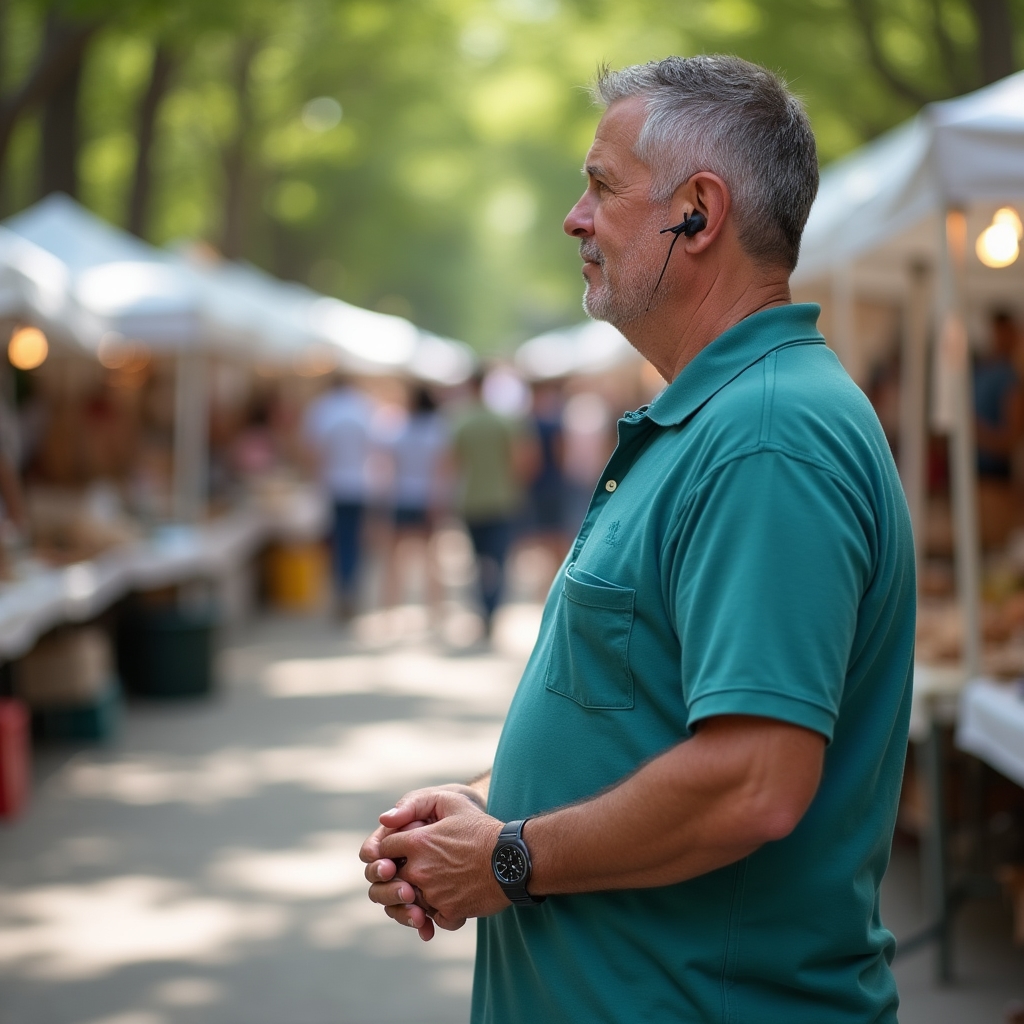 Organizzatore Kolvantis che supervisiona un mercatino dell'usato in corso